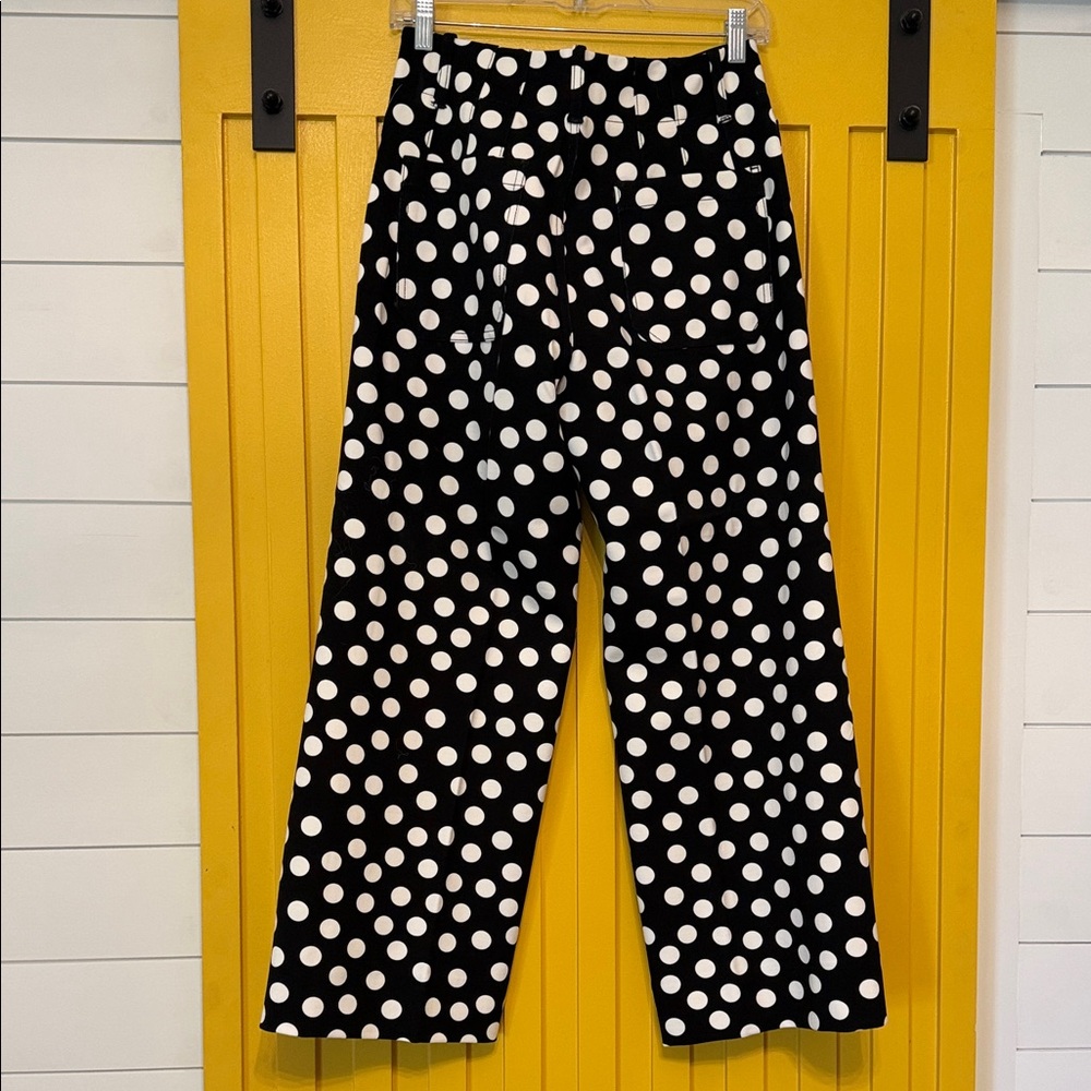 Anthropologie Colette Black and White Polka Dot Wide-Leg Pants - Picture 3 of 5